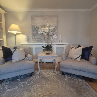 A scene of a beautiful Irish sitting room designed in the Hamptons style and sourced and supplied by www.lilybloom.ie. Or call instore on Esmonde Street, Gorey