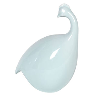 Pale blue porcelain guinea fowl ornament named Miley, featuring a tall, upright silhouette and a forward-facing gaze. Complements her smaller companion Biddy. Available at www.lilybloom.ie.