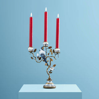 Blue and white parrot Candleholder  wrens centrepiece candle nationwide delivery www.lilybloom.ie