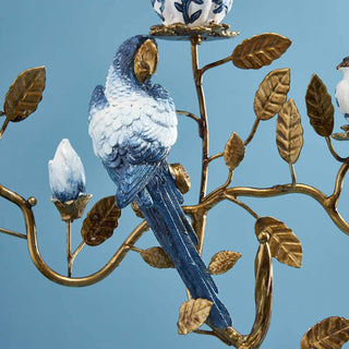 Blue and white parrot Candleholder  wrens centrepiece candle nationwide delivery www.lilybloom.ie