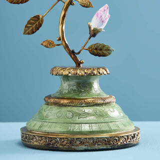 Green and Gold parrot Candleholder  wrens centrepiece candle nationwide delivery www.lilybloom.ie