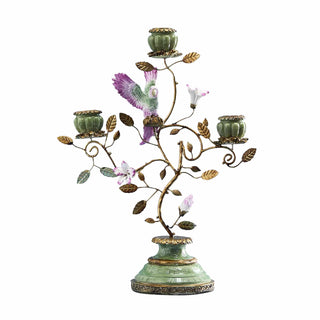 Green and Gold parrot Candleholder  wrens centrepiece candle nationwide delivery www.lilybloom.ie