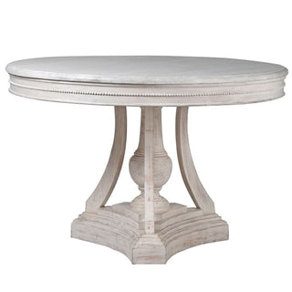 Chantilly Round Dining Table – solid wood round dining table with a classic pedestal base, perfect for stylish and inviting interiors. Call or WhatsApp Lily Bloom at 086 2225526 for details.