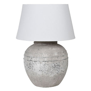 Distressed Grey Terracotta Table Lamp with Linen Shade table lamp stone table lamp nationwide delivery www.lilybloom.ie