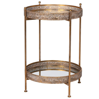 Gold and Mirror 2 tier Tray Table occassional table distressed gold home accessory nationwide delivery www.lilybloom.ie