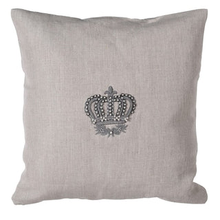 Hand Embroidered Crown Linen Cushion Cover natural linen accessory home accessory soft furnishing nationwide delivery www.lilybloom.ie