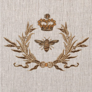 _Hand Embroidered Gold Bee Emblem Cotton Cushion Cover nationwide delivery www.lilybloom.ie