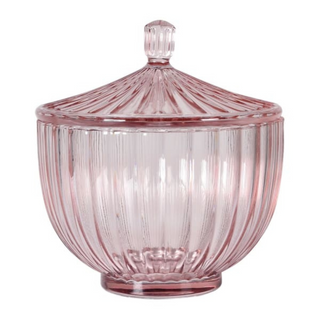 Large Pink Pleated Trinket Jar with Lid