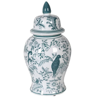 Large Soft Sage and White Lidded Temple Jar ceramics nationwide delivery www.lilybloom.ie