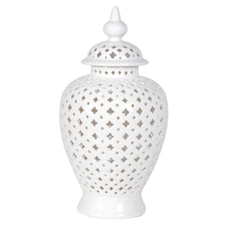 Large White Pierced Lidded Ginger Jar ceramics nationwide delivery ginger jar www.lilybloom.ie