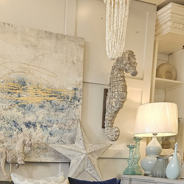 Oversized Distressed Seahorse Wall Decoration