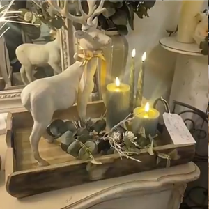 Resin Deer, and Sage Green LED Canlde Tray Display