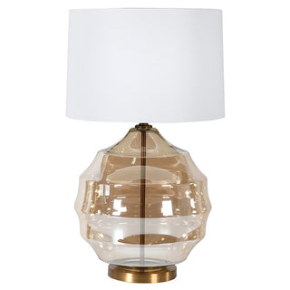 Ribbed Round Glass Table Lamp with Linen Shade table lamp ntionwide delivery www.lilybloom.ie