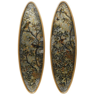 Set of 2 Oval Glass Wall Art with Bird detail wall art nationwide delivery www.lilybloom.ie