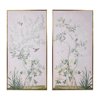 Set of 2 Soft Pink Chinoiserie Floral Pictures pink wall art feminine touch nationwide delivery www.lilybloom.ie