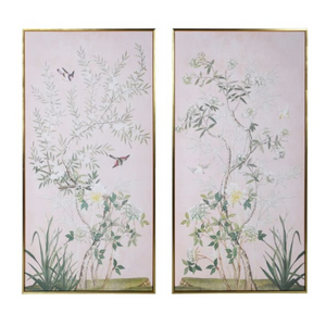 Set of 2 Soft Pink Chinoiserie Floral Pictures nationwide delivery www.lilybloom.ie