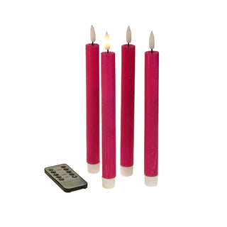 Set of 4 LED Pink Taper Candles dinner candles natiowide delivery www.lilybloom.ie