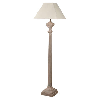 Slim Wooden Carved Floor Lamp with Linen Shade standard lamp nationwide delivery www.lilybloom.ie