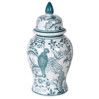 Small Soft Sage and White Lidded Temple Jar ceramics ginger jar nationwide delivery www.lilybloom.ie