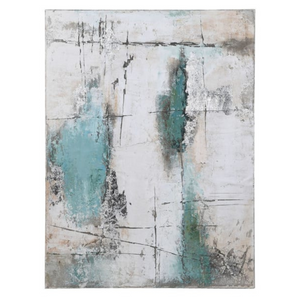 Grey and Teal Abstract Painting on canvas