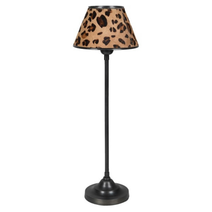 Thin Table Lamp with Leopard Shade