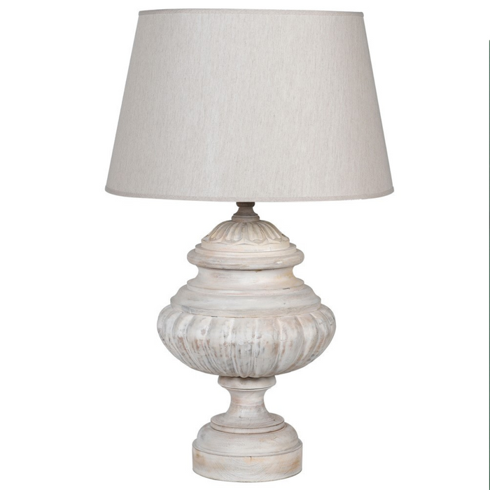 White Wash Lamp with Linen Shade