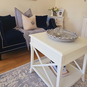 White Cross Sided 1 Drawer Bedside