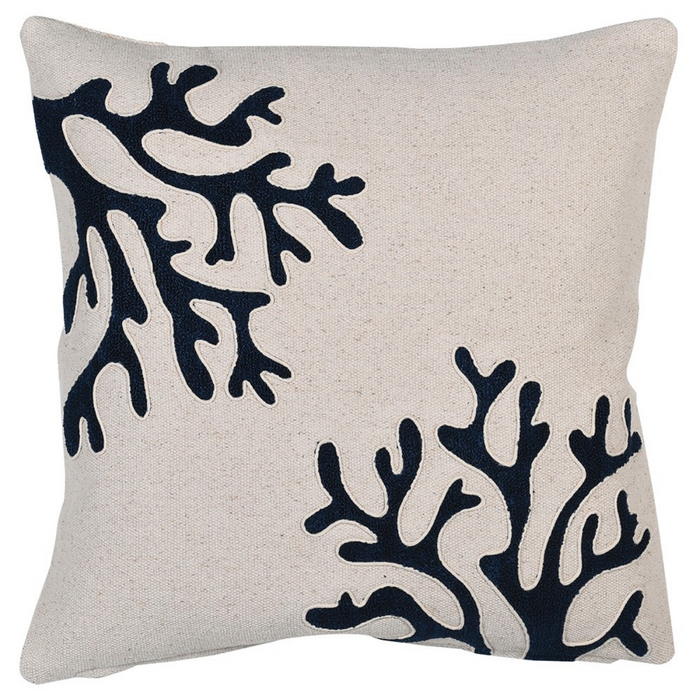 Navy and Beige Coral Cushion Cover