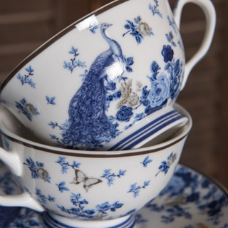 Blue Peacock Cup & Saucer Set delivery nationwide www.lilybloom.ie